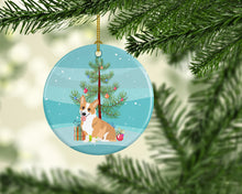 Load image into Gallery viewer, Pembroke Corgi Red and White Christmas Ceramic Ornament