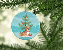 Load image into Gallery viewer, Pembroke Welsh Corgi Sable and White Christmas Ceramic Ornament
