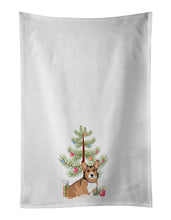Load image into Gallery viewer, Pembroke Welsh Corgi Sable and White Christmas White Kitchen Towel Set of 2