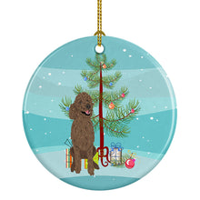 Load image into Gallery viewer, Poodle Standard Brown Christmas Ceramic Ornament