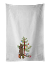 Load image into Gallery viewer, Poodle Standard Brown Christmas White Kitchen Towel Set of 2