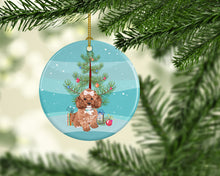 Load image into Gallery viewer, Poodle Toy Red Christmas Ceramic Ornament