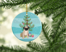 Load image into Gallery viewer, Pug Fawn #3 Christmas Ceramic Ornament