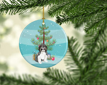 Load image into Gallery viewer, Shih-Tzu Silver and White #2 Christmas Ceramic Ornament