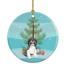 Load image into Gallery viewer, Shih-Tzu Silver and White #2 Christmas Ceramic Ornament