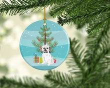 Load image into Gallery viewer, Shih-Tzu Silver Gold and White #1 Christmas Ceramic Ornament
