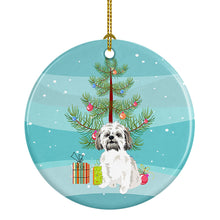 Load image into Gallery viewer, Shih-Tzu Silver Gold and White #1 Christmas Ceramic Ornament