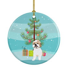 Load image into Gallery viewer, Shih-Tzu Silver Gold and White #2 Christmas Ceramic Ornament