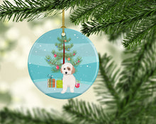 Load image into Gallery viewer, Shih-Tzu White and Red Christmas  Ceramic Ornament