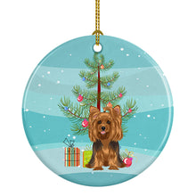 Load image into Gallery viewer, Yorkie Black and Gold #1 Christmas Ceramic Ornament