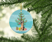 Load image into Gallery viewer, Yorkie Black and Gold #2 Christmas Ceramic Ornament