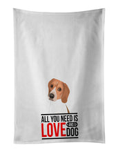 Load image into Gallery viewer, Beagle Red and White Red Ticked #3  White Kitchen Towel Set of 2
