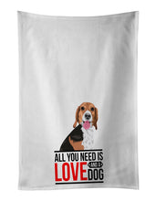 Load image into Gallery viewer, Beagle Tricolor Red Ticked #1  White Kitchen Towel Set of 2