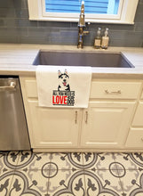 Load image into Gallery viewer, Siberian Husky Black and White #2  White Kitchen Towel Set of 2