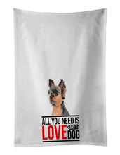 Load image into Gallery viewer, Yorkie Black and Gold #2  White Kitchen Towel Set of 2