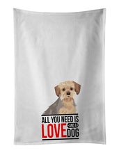 Load image into Gallery viewer, Yorkie Blue and Tan #1  White Kitchen Towel Set of 2