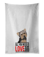 Load image into Gallery viewer, Yorkie Blue and Tan #2  White Kitchen Towel Set of 2