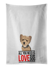 Load image into Gallery viewer, Yorkie Blue and Tan Puppy  White Kitchen Towel Set of 2