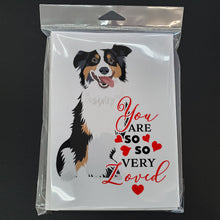 Load image into Gallery viewer, Australian Shepherd Black Tricolor #2 so Loved Greeting Cards -  Blank Note Cards – 8-Pack of Artist-Designed Cards with Envelopes