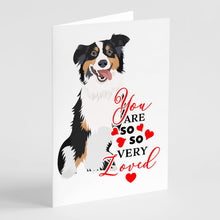 Load image into Gallery viewer, Australian Shepherd Black Tricolor #2 so Loved Greeting Cards -  Blank Note Cards – 8-Pack of Artist-Designed Cards with Envelopes