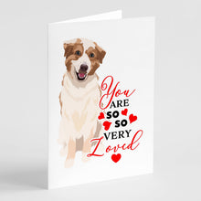 Load image into Gallery viewer, Australian Shepherd Red and White #1 so Loved Greeting Cards -  Blank Note Cards – 8-Pack of Artist-Designed Cards with Envelopes
