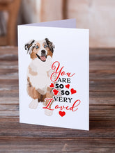 Load image into Gallery viewer, Australian Shepherd Red Merle Tricolor #2 so Loved Greeting Cards -  Blank Note Cards – 8-Pack of Artist-Designed Cards with Envelopes