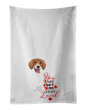 Load image into Gallery viewer, Beagle Red and White Red Ticked #2 so Loved White Kitchen Towel Set of 2