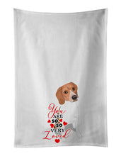 Load image into Gallery viewer, Beagle Red and White Red Ticked #3 so Loved White Kitchen Towel Set of 2