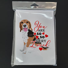 Load image into Gallery viewer, Beagle Tricolor Red Ticked #1 so Loved Greeting Cards -  Blank Note Cards – 8-Pack of Artist-Designed Cards with Envelopes