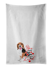 Load image into Gallery viewer, Beagle Tricolor Red Ticked #1 so Loved White Kitchen Towel Set of 2