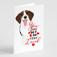 Load image into Gallery viewer, Beagle Tricolor Red Ticked #3 so Loved Greeting Cards -  Blank Note Cards – 8-Pack of Artist-Designed Cards with Envelopes