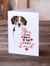 Load image into Gallery viewer, Beagle Tricolor Ticked so Loved Greeting Cards -  Blank Note Cards – 8-Pack of Artist-Designed Cards with Envelopes