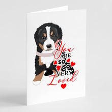 Load image into Gallery viewer, Bernese Mountain Dog Puppy #1 so Loved Greeting Cards -  Blank Note Cards – 8-Pack of Artist-Designed Cards with Envelopes