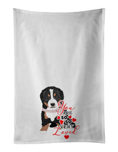 Load image into Gallery viewer, Bernese Mountain Dog Puppy #1 so Loved White Kitchen Towel Set of 2