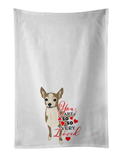 Load image into Gallery viewer, Chihuahua Silver and Tan so Loved White Kitchen Towel Set of 2