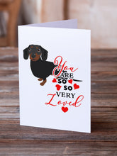 Load image into Gallery viewer, Dachshund Black and Tan #1so Loved Greeting Cards -  Blank Note Cards – 8-Pack of Artist-Designed Cards with Envelopes