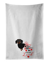 Load image into Gallery viewer, Dachshund Black and Tan #1so Loved White Kitchen Towel Set of 2