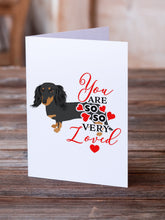 Load image into Gallery viewer, Dachshund Black and Tan #2 so Loved Greeting Cards -  Blank Note Cards – 8-Pack of Artist-Designed Cards with Envelopes