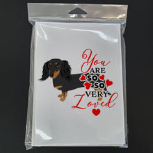 Load image into Gallery viewer, Dachshund Black and Tan #2 so Loved Greeting Cards -  Blank Note Cards – 8-Pack of Artist-Designed Cards with Envelopes