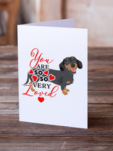 Load image into Gallery viewer, Dachshund Black and Tan #3 so Loved Greeting Cards -  Blank Note Cards – 8-Pack of Artist-Designed Cards with Envelopes