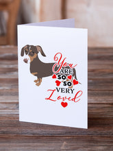 Load image into Gallery viewer, Dachshund Chocolate and Tan so Loved Greeting Cards -  Blank Note Cards – 8-Pack of Artist-Designed Cards with Envelopes