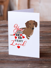 Load image into Gallery viewer, Dachshund Chocolate so Loved Greeting Cards -  Blank Note Cards – 8-Pack of Artist-Designed Cards with Envelopes