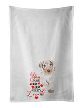 Load image into Gallery viewer, Dachshund Dapple #2 so Loved White Kitchen Towel Set of 2