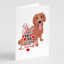 Load image into Gallery viewer, Dachshund Red #1 so Loved Greeting Cards -  Blank Note Cards – 8-Pack of Artist-Designed Cards with Envelopes