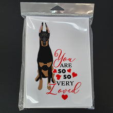 Load image into Gallery viewer, Doberman Pinscher Black and Rust Ears Cropped so Loved Greeting Cards -  Blank Note Cards – 8-Pack of Artist-Designed Cards with Envelopes