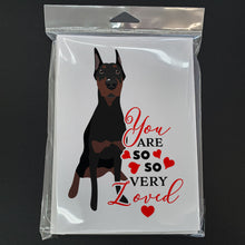 Load image into Gallery viewer, Doberman Pinscher Black Cropped Ears so Loved Greeting Cards -  Blank Note Cards – 8-Pack of Artist-Designed Cards with Envelopes