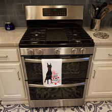 Load image into Gallery viewer, Doberman Pinscher Black Cropped Ears so Loved White Kitchen Towel Set of 2