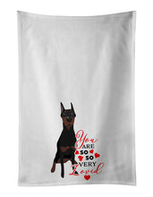 Load image into Gallery viewer, Doberman Pinscher Black Cropped Ears so Loved White Kitchen Towel Set of 2