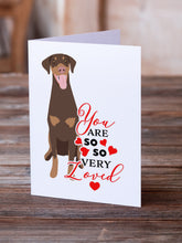 Load image into Gallery viewer, Doberman Pinscher Red and Rust Natural Ears #1 so Loved Greeting Cards -  Blank Note Cards – 8-Pack of Artist-Designed Cards with Envelopes