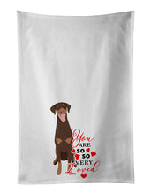 Load image into Gallery viewer, Doberman Pinscher Red and Rust Natural Ears #1 so Loved White Kitchen Towel Set of 2